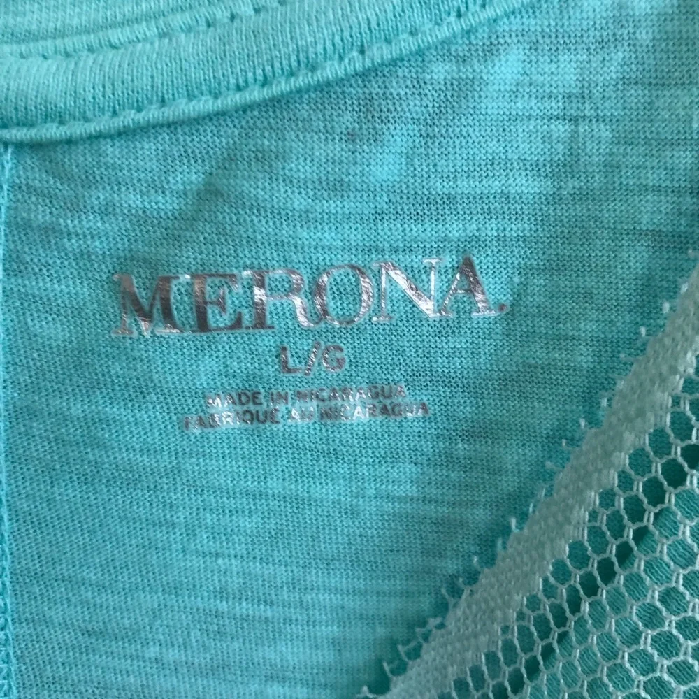 Oversized Merona Tank Top and Short Sleeve Swimsuit Coverup Teal Blue Size L EUC - Picture 9 of 11
